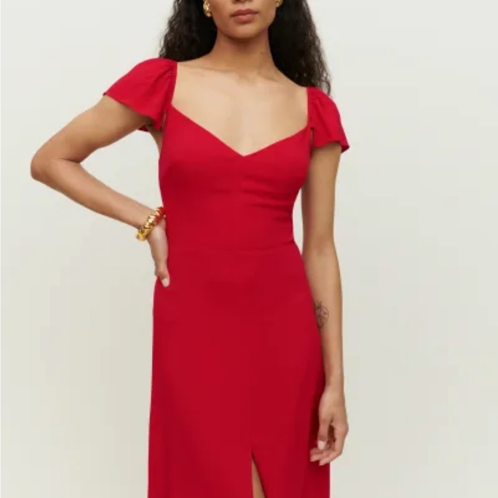 Reformation Baxley Dress Cherry